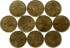 Lithuania 5 Centai 1925 Lot of 10 Coins