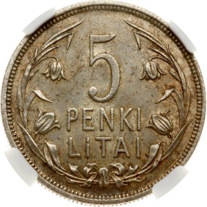 Lithuania 5 Litai 1925 NGC MS 62