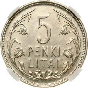 Lithuania 5 Litai 1925 NGC MS 61