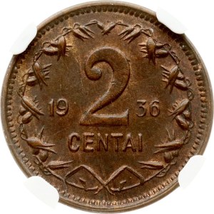 Lithuania 2 Centai 1936 NGC MS 62 BN