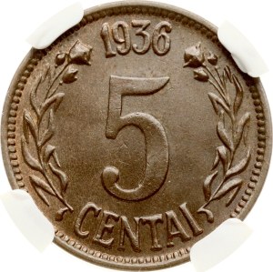 Lithuania 5 Centai 1936 NGC MS 64 BN