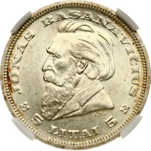 Lithuania 5 Litai 1936 Basanavicius NGC MS 63