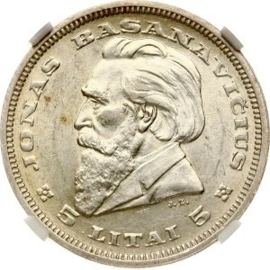 Lithuania 5 Litai 1936 Basanavicius NGC MS 60
