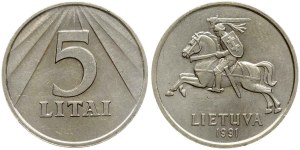 Lithuania 1 Centas - 5 Litai 1991 SET Lot of 9 Coins
