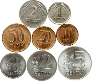 Lithuania 1 Centas - 5 Litai 1991 SET Lot of 9 Coins