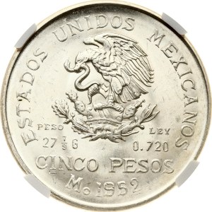 Mexico 5 Pesos 1952 Mo NGC MS 64