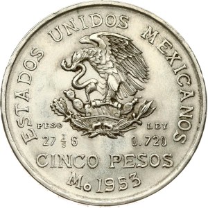 Mexico 5 Pesos 1953 Mo Bicentennial of Hidalgo's Birth