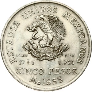 Mexico 5 Pesos 1953 Mo Bicentennial of Hidalgo's Birth