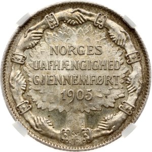 Norway 2 Kroner 1907 Independence NGC MS 63
