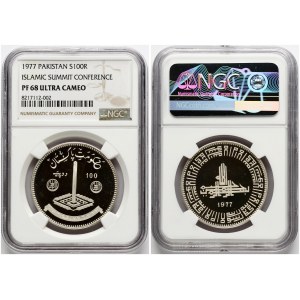 Pakistan 100 Rupees 1977 Islamic Summit Conference NGC PF 68 ULTRA CAMEO