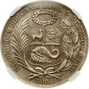 Peru Sol 1934 NGC MS 65+