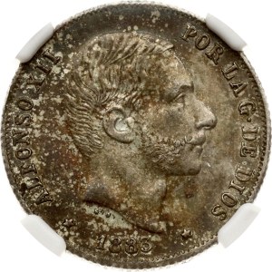 Philippines 20 Centavos 1883 NGC AU 58
