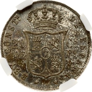 Philippines 20 Centavos 1883 NGC AU 58