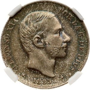 Philippines 20 Centavos 1885 NGC AU 55
