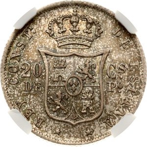 Philippines 20 Centavos 1885 NGC AU 55