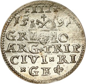 Poland Trojak 1591 Riga LIV (R1)