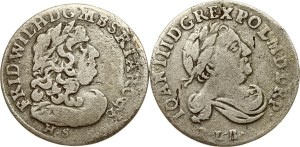 Poland Szostak 1683 & Brandenburg-Prussia 6 Groschen 1684 Lot of 2 coins