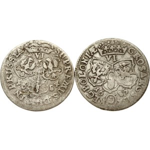 Poland Szostak 1683 & Brandenburg-Prussia 6 Groschen 1684 Lot of 2 coins