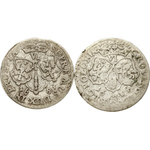 Poland Szostak 1684 & Brandenburg-Prussia 6 Groschen 1683 Lot of 2 coins