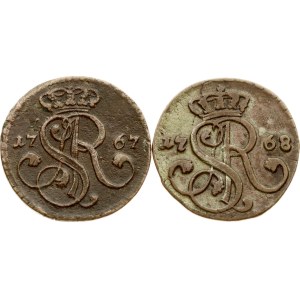 Poland Grosz 1767 G & 1768 G Lot of 2 coins