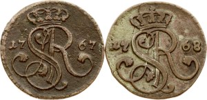 Poland Grosz 1767 G & 1768 G Lot of 2 coins