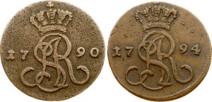 Poland Grosz 1790 EB & 1794 MV Lot of 2 coins