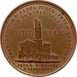 Poland Zbkowice - Frankenstein Medal 1858 - reconstruction of the town hall in Zbkowice lskie