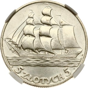 Poland 5 Zlotych 1936 Gdynia Seaport NGC MS 61