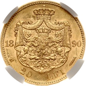 Romania 20 Lei 1890 B NGC MS 62