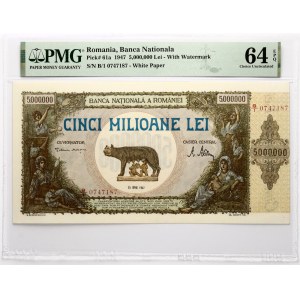 Romania 5000000 Lei 1947 PMG 64 Choice Uncirculated EPQ