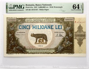 Romania 5000000 Lei 1947 PMG 64 Choice Uncirculated EPQ