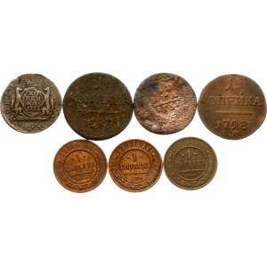 Russia Denga - 1 Kopeck 1731-1909 Lot of 7 coins