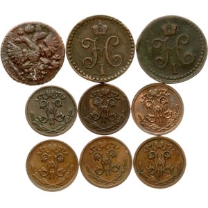 Russia Polushka - 1/2 Kopeck 1735-1913 Lot of 9 coins
