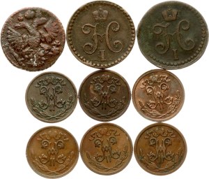 Russia Polushka - 1/2 Kopeck 1735-1913 Lot of 9 coins