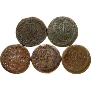 Russia 5 Kopecks 1777-1789 Lot of 5 coins