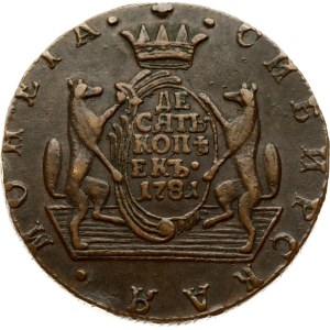 Russia Siberian 10 Kopecks 1781 КМ (R)