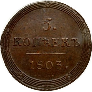 Russia 5 Kopecks 1803 KM NGC MS 61 BN