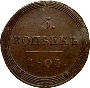 Russia 5 Kopecks 1803 KM NGC MS 61 BN