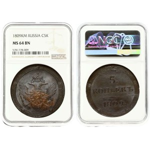 Russia 5 Kopecks 1809 KМ (R1) NGC MS 64 BN