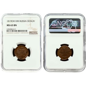 Russia Denga 1819 ЕМ-НМ NGC MS 63 BN