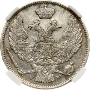 Russian-Polish 30 Kopecks - 2 Zlotych 1837 MW NGC AU 53