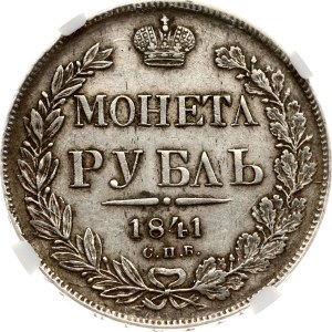 Russia Rouble 1841 СПБ-НГ Unbarred 'A' in 'MONETA' NGC AU 50