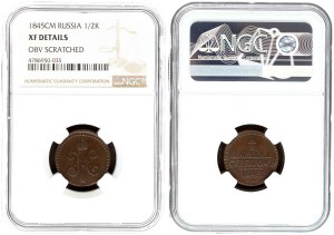 Russia 1/2 Kopeck 1845 CM NGC XF DETAILS
