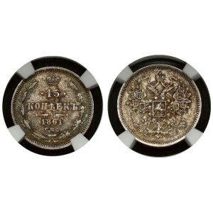 Russia 15 Kopecks 1861 СПБ-ФБ NGC MS 63