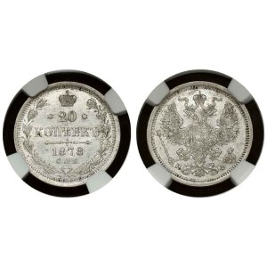 Russia 20 Kopecks 1878 СПБ-НФ NGC MS 62