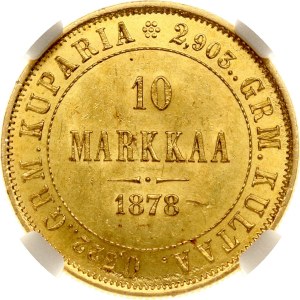 Russia For Finland 10 Markkaa 1878 S (R) NGC MS 62