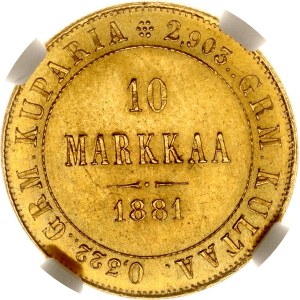 Russia For Finland 10 Markkaa 1881 S (R) NGC MS 64