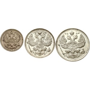 Russia 5 - 20 Kopecks 1890 & 1915 Lot of 3 coins