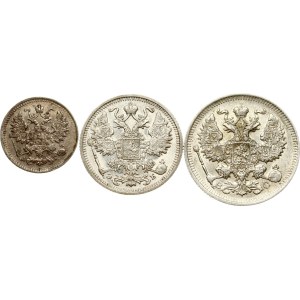 Russia 5 - 20 Kopecks 1891-1914 Lot of 3 coins