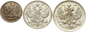 Russia 5 - 20 Kopecks 1891-1914 Lot of 3 coins